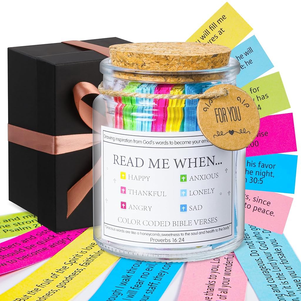 HASTHIP Bible Verse Jar Inspirational Bible Verse Jar Bible Verse Notes Glass Jar with 90Pcs Color-coded Bible Verses Notes Christian Gifts Birthday Gift HASTHIP Bible Verse Jar Inspirational Bible Verse Jar Bible Verse Notes Glass Jar with 90Pcs Color-coded Bible Verses Notes Christian Gifts Birthday Gift